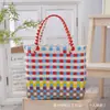 Bolso Tejido Colorido de Moda en Colores Macaron, Regalo para el Día del Niño, Bolso Tejido Dopamina para Estudiantes, Transfronterizo