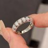 Anillo de plata de ley S925 de estilo antiguo con hileras de diamantes, diseño vintage francés retro con nicho de diamantes, anillo de alta calidad.
