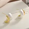Brincos de Pérola em Formato C de Luxo Leve Estilo Francês, Geométricos Artísticos da Moda, Elegância para o Dia a Dia, Brincos Tendência