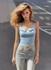 Verano dulce moda femenina transfronteriza sexy chica caliente top sin mangas ajustado con detalles de botones y abdomen descubierto top deportivo casual