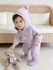 Enterizo con capucha y forro de felpa para bebé niña estilo coreano para otoño e invierno, adecuado para salir y gatear, perfecto para recién nacidos y bebés hasta un año