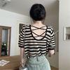 Top Corto con Espalda Descubierta para Mujer Verano Nuevo Seda de Hielo Protección Solar Blusa de Malla Camiseta de Manga Corta para Danza Jazz
