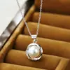Collar Elegante Estilo Coreano Cao Shi para Mujer, Joyería con Colgante Redondo Geométrico de Perla de Imitación, Estilo Elegante para Uso Diario