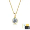 Collar de Plata de Ley S925 con Moissanita para Mujer Colgante Burbuja Redondo Engastado en Bisel Cadena Sencilla para Clavícula Stock de Fábrica Accesorios para Transmisión en Vivo