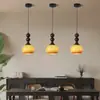 Lámpara colgante ajustable de mesita de noche estilo medieval, Lámpara colgante pequeña estilo francés vintage color crema, Lámpara colgante para vestíbulo de vidrio color caramelo