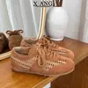 Zapatos de Entrenamiento Alemanes con Cordones Estilo Ballet para Mujer, Zapatos Casuales de Suela Suave, Sandalias Perforadas Tejidas a Mano de Verano