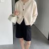 Ropa de Otoño para Mujer Jiazi Suéter Grueso Peludo Botón Manga Larga Cuello Redondo Top Corto Chaqueta Cárdigan B3119