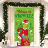 Cubierta de puerta del Grinch Navideño transfronteriza, decoración de puerta principal, colgante de puerta exterior para fiesta navideña, bandera feliz de monstruo navideño