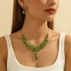 Conjunto de Collar y Pendientes de Pedrería para Novia Transfronterizo Europeo y Americano en Amazon, Accesorios de Lujo y Moda para Fiestas y Banquetes de Mujeres