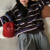 Kaning Jersey de Punto Retro con Cuello Polo y Rayas 2026 Otoño Nuevo Suéter Pulóver de Cuello Solapa para Mujer