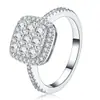 Anillo S925 de Plata con Moissanita tipo Cubo de Azúcar, Venta Caliente Transfronteriza Europea y Americana, Estilo Ins Simple y Lujoso con un Toque de Alta Gama, En Stock al por Mayor