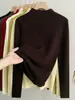 Suéter de Punto para Mujer Andy de Tela de Terciopelo con Cuello Alto Medio Capa Base 2026 Otoño e Invierno Nuevo Estilo Coreano Ajustado Ropa Interior