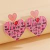 Nuevos pendientes de botón de amor para el Día de San Valentín 2024, estampado de leopardo rosa, pendientes de botón con forma de corazón brillante, ventas directas de fábrica