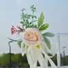 2025 nova decoração de casamento ao ar livre decoração de encosto de cadeira flor buquê de flor simulação Mori adereços de fotografia de casamento encosto de cadeira