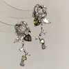 Pendientes Super Hada Rosa Verde Amor Frescos y Dulces Estilo Mori Elegantes Diseño de Nicho Accesorios para Orejas de Gama Alta Moda Femenina