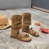 Sandalias Romanas de Caña Alta con Punta de Tira de Dedo Bohemian 2026 Nueva Moda de Verano para Mujer con Tacón Oculto Estilo Bota Corta