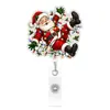 Caricatura de Muñeco de Nieve Navideño Carrete de Insignia Retráctil de Acrílico Clip de Cocodrilo Giratorio Portainsignia de Identificación de Enfermera Carrete de Insignia Elástico