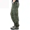 Calça Cargo Multibolsos Masculina de Algodão Respirável Casual para Uso Externo Resistente ao Desgaste Tática Tamanho Grande Calças de Comércio Exterior