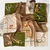 Lenço Quadrado Pequeno com Estampa de Nó de Corda Novo Estilo para Mulheres, Lenço Decorativo Versátil de Seda, Lenço de Pescoço Multifuncional Elegante e da Moda