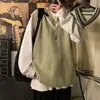 Estilo Hong Kong Primavera e Outono Comércio Exterior Transfronteiriço Tricô da Moda Masculino Estilo College para Casal Colete de Lã Sem Mangas