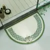 Nueva alfombrilla de suelo semicircular ovalada con patrón floral y de pájaros estilo chino para el recibidor, antideslizante, absorbente de agua, fácil de limpiar, resistente a la suciedad, personalizable