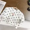 Camiseta de Otoño Estilo Coreano para Niñas con Estampado de Lunares Chaqueta de Algodón de Manga Larga para Bebé Niña Elegante Versátil Capa Base Comercio Exterior