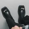 Zapatos de Cuero Gruesos para Hombre de Caña Baja para Todas las Estaciones, Zapatos de Cuero de Moda Británica, Zapatos Retro de Moda con Cordones