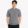 Camiseta de punto acanalado para hombre, estilo Old Money, manga corta, color liso, texturizada, para uso casual y de trabajo, venta al por mayor