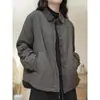 Camisa Casual Moda Otoño e Invierno Color Bloque Versátil Cuello de Solapa Acolchada Sencilla Diaria Ajuste Holgado Chaqueta Vintage