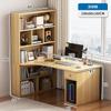 Escritorio de esquina con estantería, escritorio de computadora combinado, escritorio en forma de L, tocador para dormitorio de niña, mesa de maquillaje, todo en uno