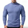 Suéter de punto liso para hombre, otoño e invierno, europeo y americano, cuello alto, capa base para hombre