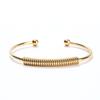Pulseira Aberta de Aço Inoxidável Metal Joia Masculina Alta Qualidade Lisa Cabeça de Bola Dupla Rosa Ouro 18K À Prova d'Água Pulseira Elástica para Mulheres