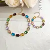 Collar de diamantes de colores nuevo de primavera y verano para mujer, cadena para el cuello de diseño de nicho de alta calidad, todo a juego, exquisita cadena de clavícula de dopamina