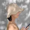 Sombrero de Pescador Tejido Hueco con Protección Solar para Mujer, Nuevo Estilo de Verano, Sombrero de Sol Ligero y Transpirable, Sombrero de Paja tipo Cubo