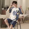 Pijama de verão 2026 para homens, conjunto casual esportivo de manga curta solto para casa, tamanhos grandes, pode ser usado fora de casa