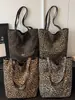 Bolso de Lona Nuevo Estampado de Leopardo para Mujer Bolso Tote de Moda Tendencia Estilo Universitario Bolso de Tela Casual Gran Capacidad Bolso Tote de un Solo Hombro