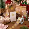 Nuevas Pegatinas Redondas de Navidad Doradas Transparentes con Papel de Oro para Decoración de Empaques de Regalo Transfronterizos Pegatinas Adhesivas de Sellado