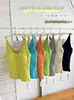 Camisola elegante y clásica de color liso con cuello en U, cómoda y transpirable, no necesita sujetador, con copas incorporadas, adelgazante y realza la figura, diseño de cuello halter, chaleco para mujer