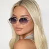 Óculos de Sol Metálicos Modernos e Tendência para Mulheres Armação Oval Retrô Óculos de Personalidade Simples Toque de Luxo Óculos de Sol Estilo de Rua