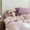 Conjunto de cama de quatro peças estilo INS, misto e combinado, 100% algodão, algodão lavado, capa de edredom 100% algodão puro, conjunto de cama de três peças, adequado para todas as estações