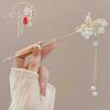 Horquilla con gota de esmalte estilo nacional horquilla de loto exquisita moderna simple diaria para moño palillos accesorios Hanfu cheongsam tocado
