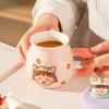 Taza de Cerámica Chibi Maruko-Chan Taza de Paja de Dibujos Animados con Tapa Regalo de Cumpleaños para Niña Vaso de Agua para Oficina de Aspecto Elegante