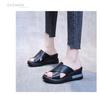Sandalias de cuña 35-42 para comercio exterior transfronterizo, para mujer, verano, nueva plataforma, casual, cruzadas, tacón alto, pantuflas para mujer