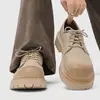 Sapatos Masculinos de Primavera Antiderrapantes com Solado Grosso Aumentadores de Altura, Sapatos Derby Versáteis de Nicho Retrô para Uso Externo Casual Esportivo e Trabalho