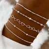 Conjunto de pulseras circulares geométricas de punto de onda más vendido transfronterizo, juego de cinco piezas para mujer, moderno, versátil, lujo ligero, joyería elegante