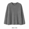 Suéter de Tricô Cinza Escuro Gola Redonda Ombro Caído Solto Simples Outono Nova Chegada Cor Sólida Estilo Preguiçoso Manga Longa Feminino