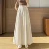 Elegante y versátil falda-pantalón de corte A para mujer, nuevo modelo de verano 2026, cintura elástica, largo corto, pantalones de pierna ancha de lino de seda helada 13219
