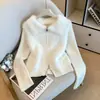 Cárdigan de Punto de Lujo Estilo Chanel con Doble Cremallera Suave Otoño/Invierno Nuevo Llegada Solapa Abrigo Suéter de Piel Sintética