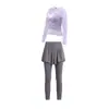 Conjunto de Ropa de Yoga de Alta Gama para Mujer, Cubre Top de Malla de Manga Larga, Conjunto Real de Dos Piezas, Pantalones de Fitness Transpirables, Conjunto para Entrenamiento de Pilates