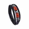 Popular Pulsera de Cuero Multicapa Retro para Hombre con Piedra Ojo de Tigre de Amazon Pulsera de Acero Inoxidable con Hebilla Magnética de Venta Caliente Europea y Americana